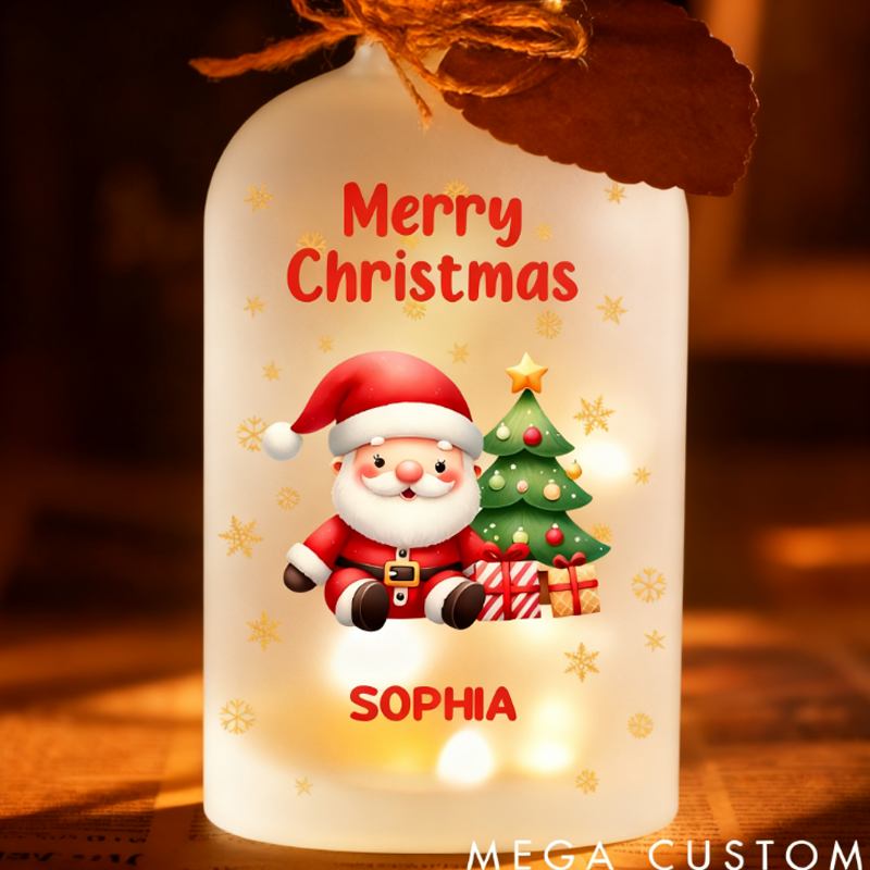 Personalized Cute Santa Claus Snowflake Christmas LED Glowing Glass Bottle Family Christmas Gift