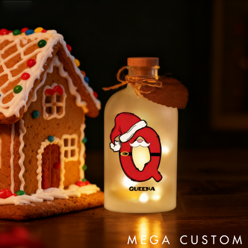 Personalized Santa Claus 26 Lettre Christmas LED Glowing Glass Bottle Family Christmas Gift