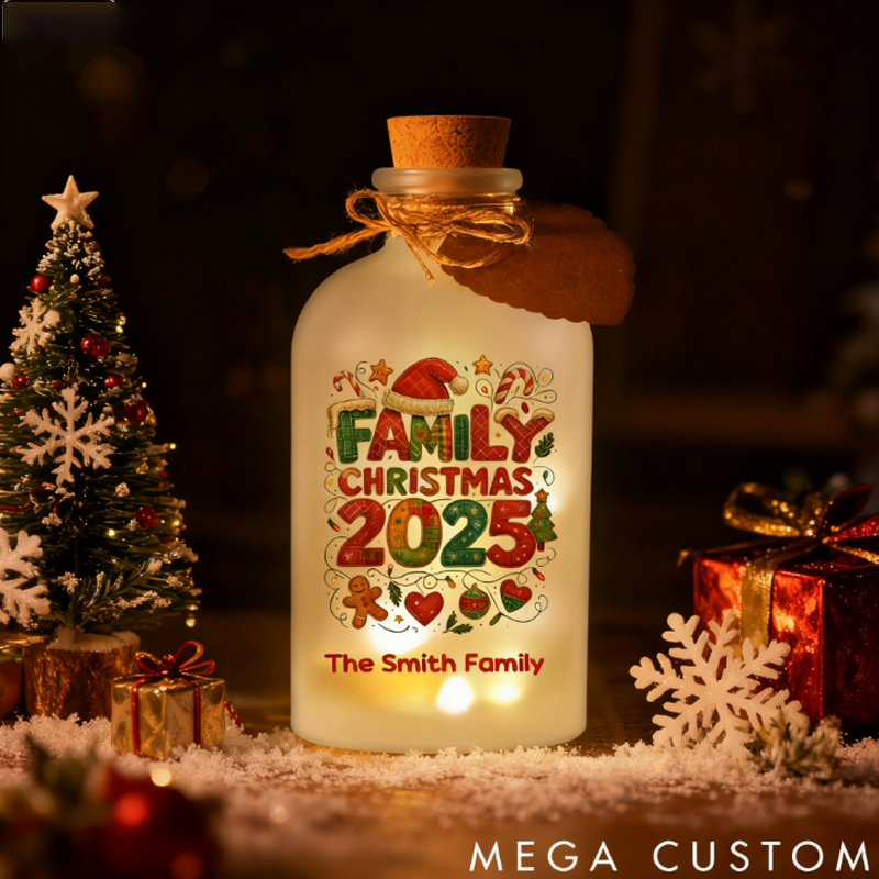 Personalized Family Christmas LED Glowing Glass Bottle Family Christmas Gift