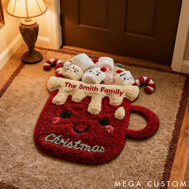 Personalized Christmas Doormat with Last Name Warm Welcome for Guests