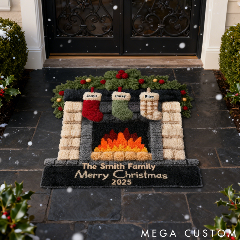 Personalized Our Merry Stockings Doormat Christmas Birthday Gifts for Mom Dad Kids