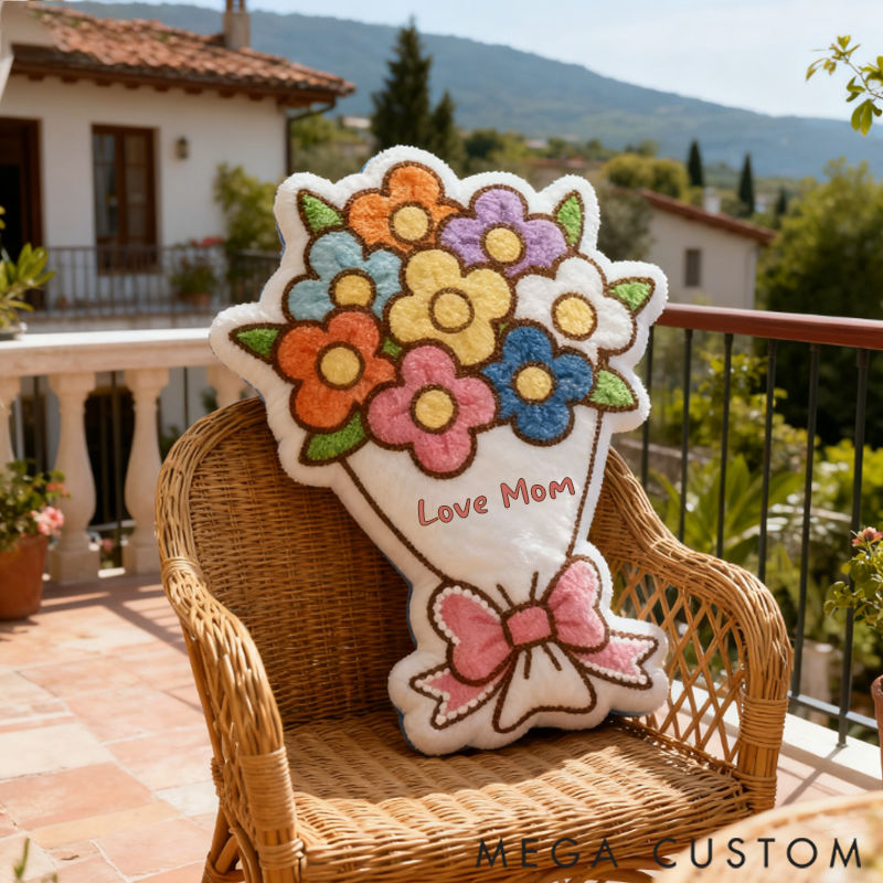 Personalized Bouquet Pillows with Customizable Text Beautiful Gift for Mom