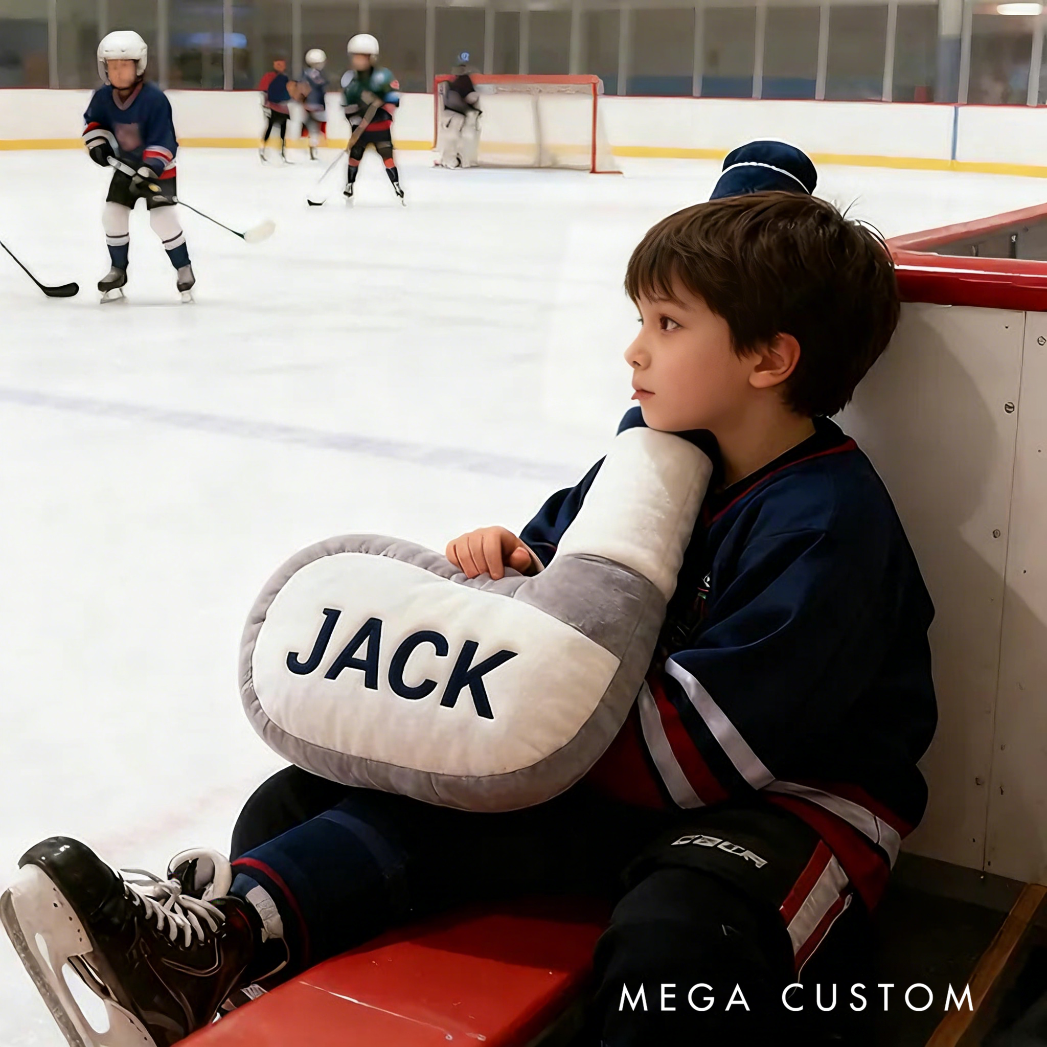 Personalized Ice Hockey Stick Pillow with Custom Name for Kids’ Playrooms and Bedrooms 