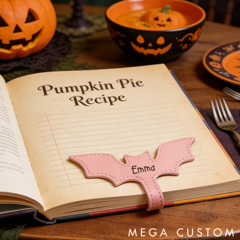 Personalized Leather Bookmark Bat Bookmark Custom Engraved Name Bookmark Halloween Gift