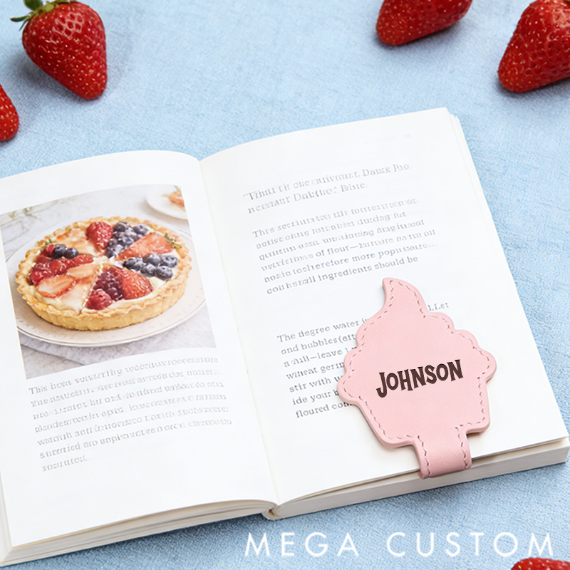 Personalized Leather Bookmark Cake-Shaped Bookmark Custom Engraved Name Bookmark