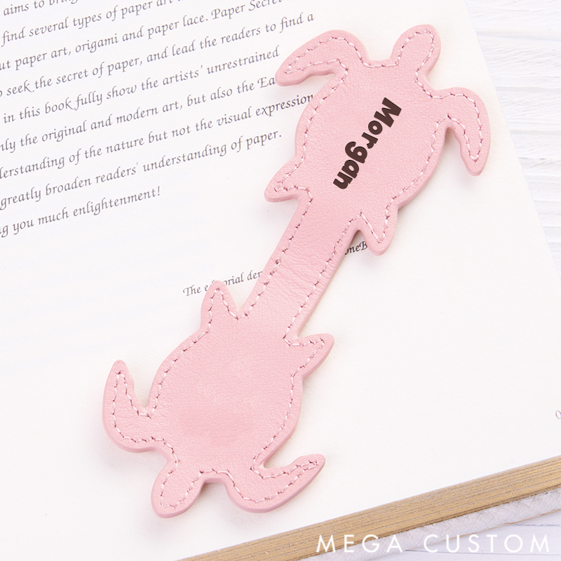 Personalized Leather Bookmark Turtle Bookmark Custom Engraved Name Bookmark