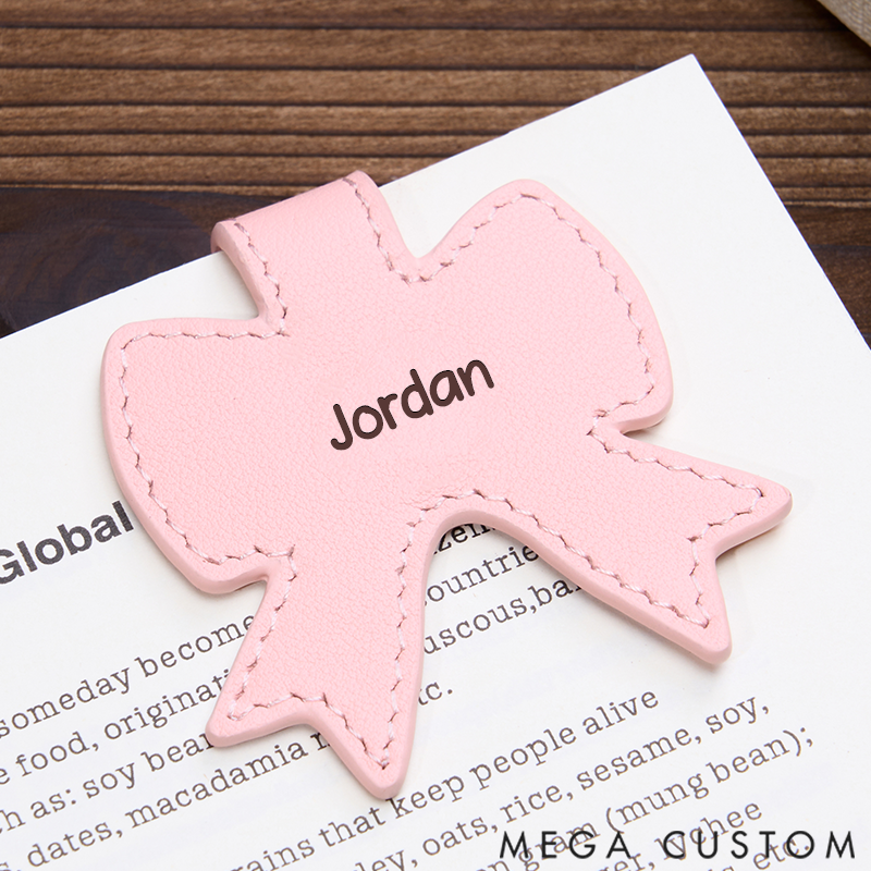 Personalized Leather Bookmark Bow Bookmark Custom Engraved Bookmark