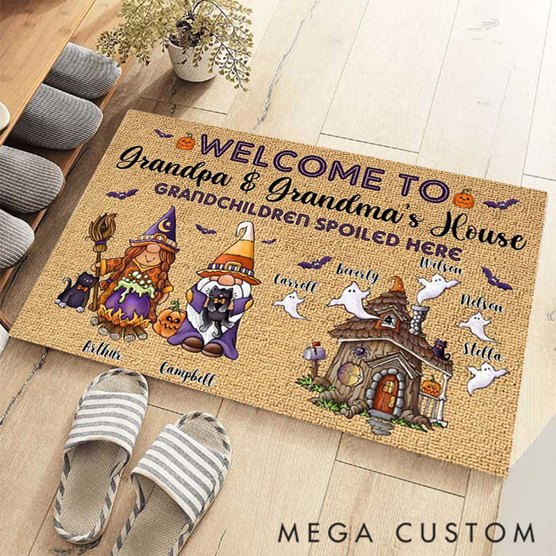 Personalized Grandchildren Spoiled Here on Halloween Doormat Gift Ideas for Halloween