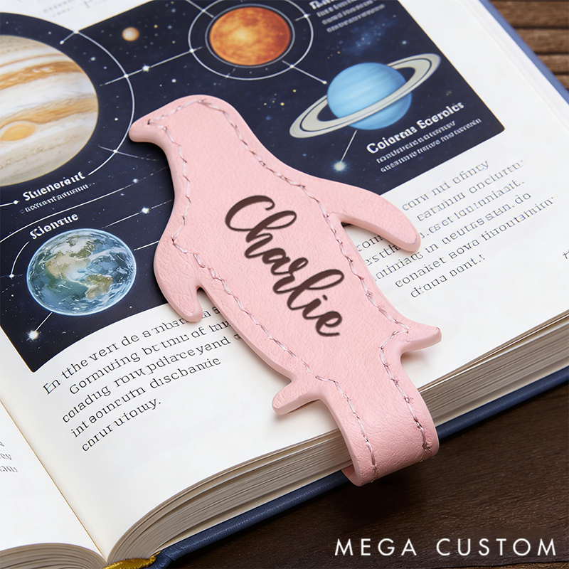 Personalized Leather Bookmark Penguin Bookmark Custom Engraved Bookmark