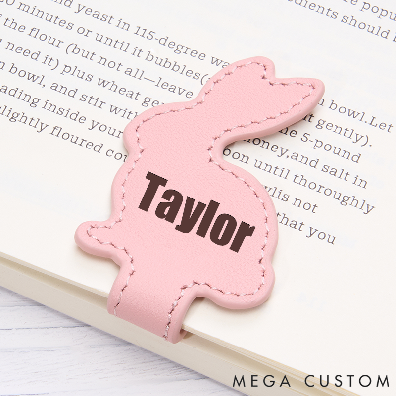 Personalized Leather Rabbit Bookmark Custom Engraved Bookmark