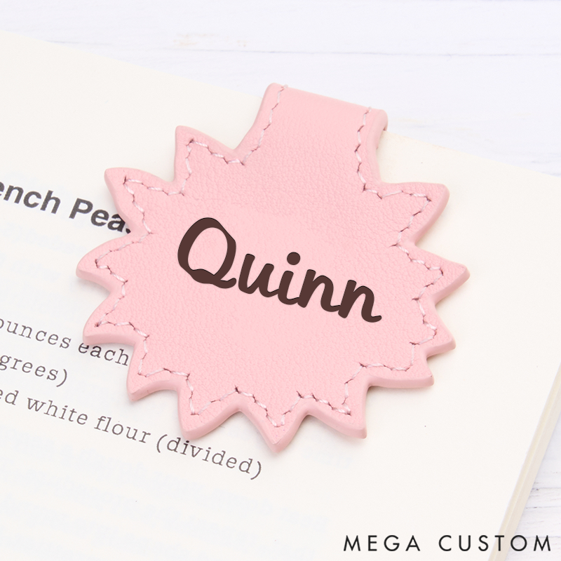 Personalized Leather Sunflower Bookmark Custom Engraved Bookmark
