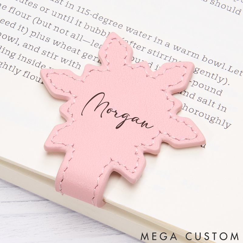 Personalized Leather Snowflake Bookmark Custom Engraved Bookmark