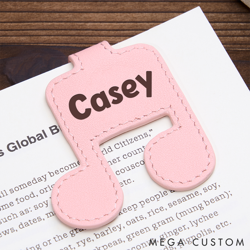Personalized Leather Music Symbol Bookmark Custom Engraved Bookmark