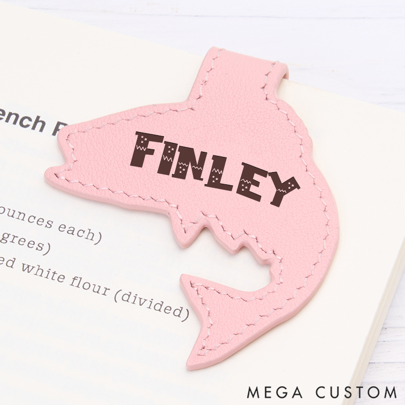 Personalized Leather Fish Symbol Bookmark Custom Engraved Bookmark