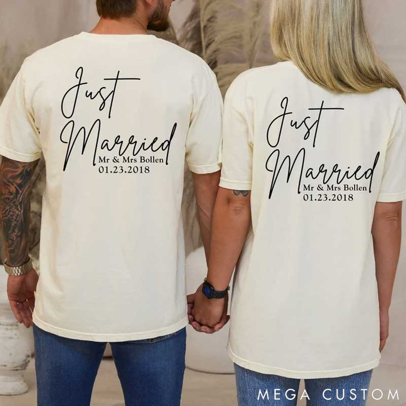 Personalized Comfortable Front-and-Back Printed Newlywed Honeymoon T-Shirt The Perfect Valentine's Day Gift