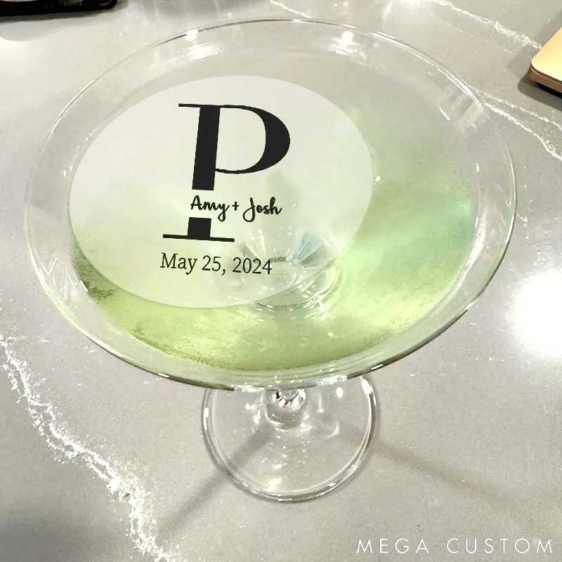 Personalized Edible Clear Circle Wedding Drink Toppers Custom Edible Drink Topper