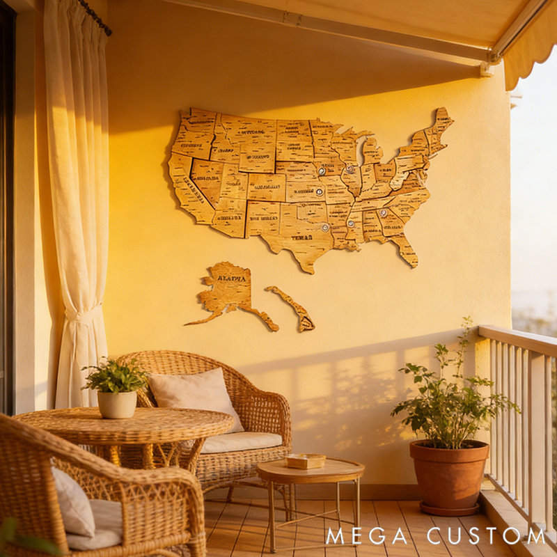 Personalized Custom U.S. Map Boyfriend Valentine's Day Gift Wooden Decor