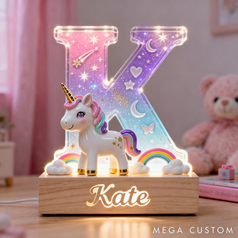 Personalized Colorful Pony Initial Night Light Children's Day Gift