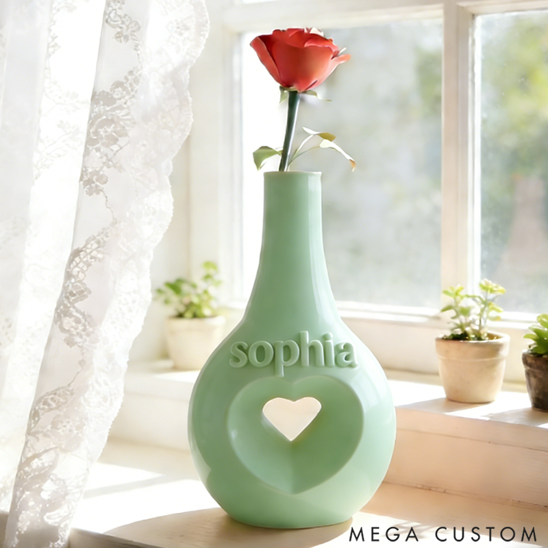Personalized Hollow Heart Shaped Vase the Perfect Valentine's Day Gift