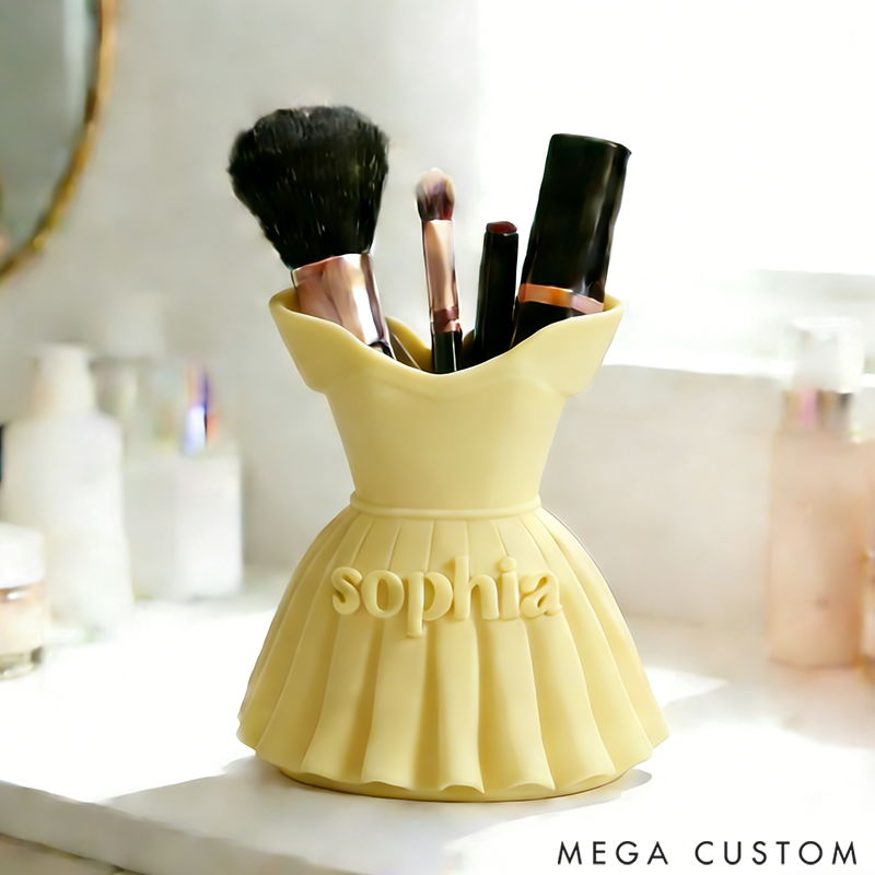 Personalized Mini Dress Shaped Makeup Brush Organizer