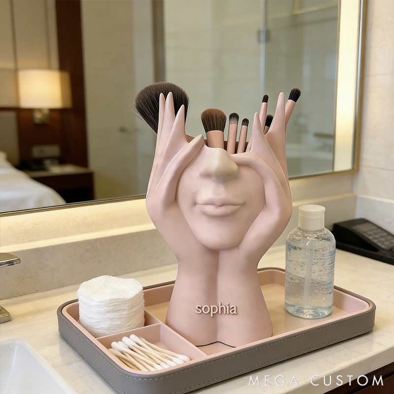Personalized Creative Body Art Storage Rack with Dual Functionality as Makeup Brush Holder and Pencil Holder