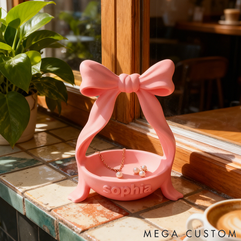 Personalized Bow Shaped Storage Dish Cute Jewelry and Key Tray 3D Printed Storage Box