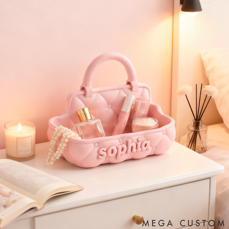 Personalized Handled Quilted Makeup Tray 3D Printed Design