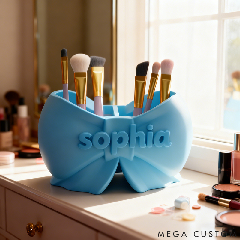 Personalized Bow-Shaped Makeup Brush Organizer and Pencil Holder 3D Printed Design