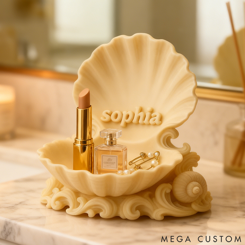 Personalized Shell Shaped Makeup Brush Organizer 3D Printed Design