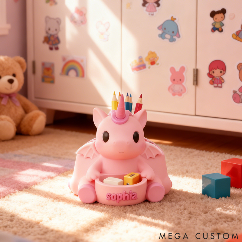 Personalized Pink Pony Pencil Holder Adorable Pencil Organizer Stand Children's Desktop Decor 3D Printed