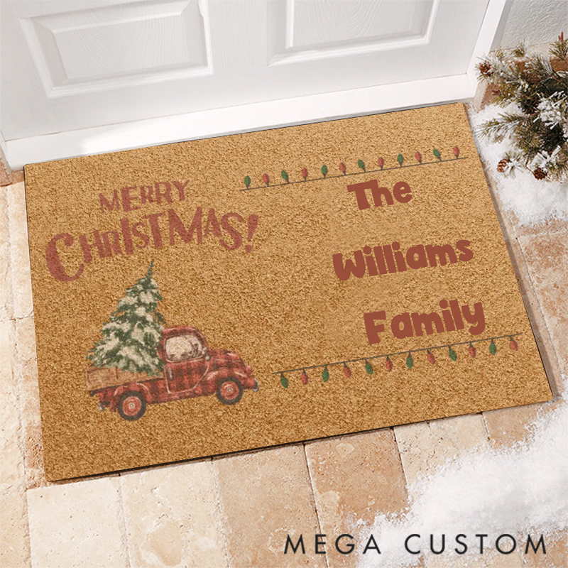 Personalized Welcome Doormat Celebrate Christmas with Your Family Name this Holiday Season