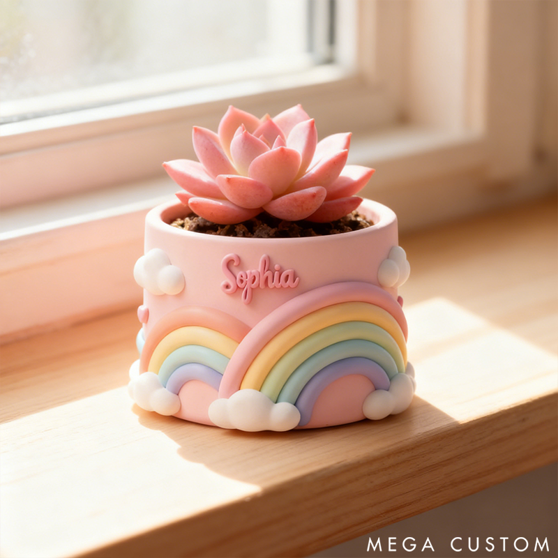 Personalized Cute Rainbow Flower Pots for 3D Printing
