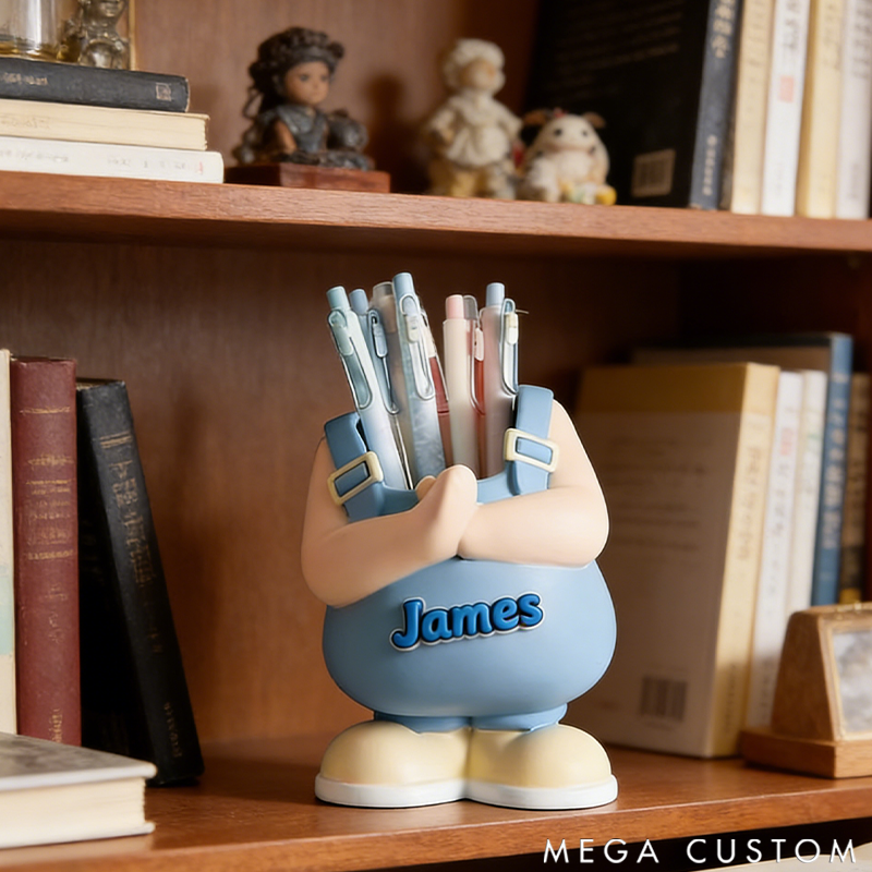 Personalized Overalls Lucky Cute Boy Girl Pencil Holder Valentine's Day Gift for Couples