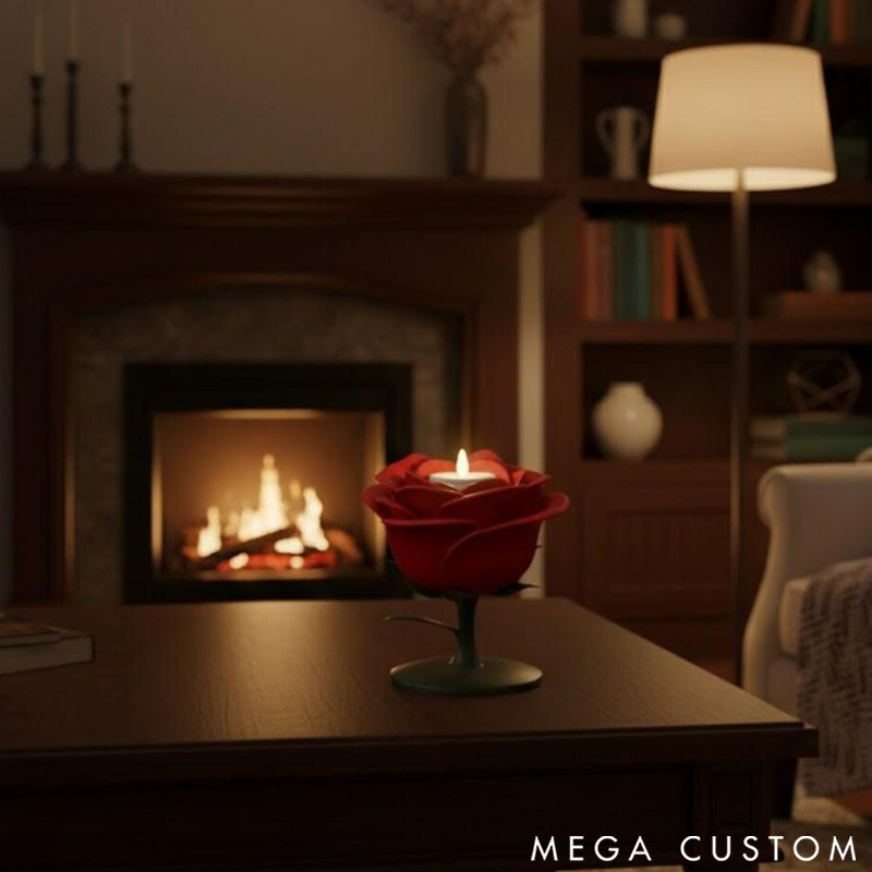 Rose Candle Holder 3D Printed Floral Candle Holder for Romantic Table Decor