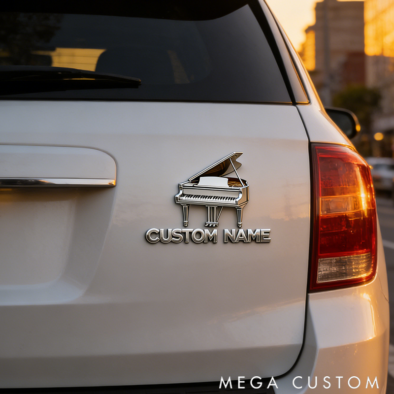 Personalized Auto Emblem with Creative Musical Motifs Great for Music Enthusiasts