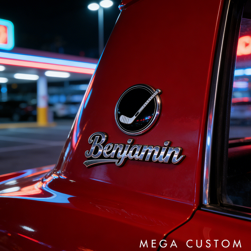 Personalized Car Badge Featuring the Golf Symbol Proudly Displays your Passion for Sports