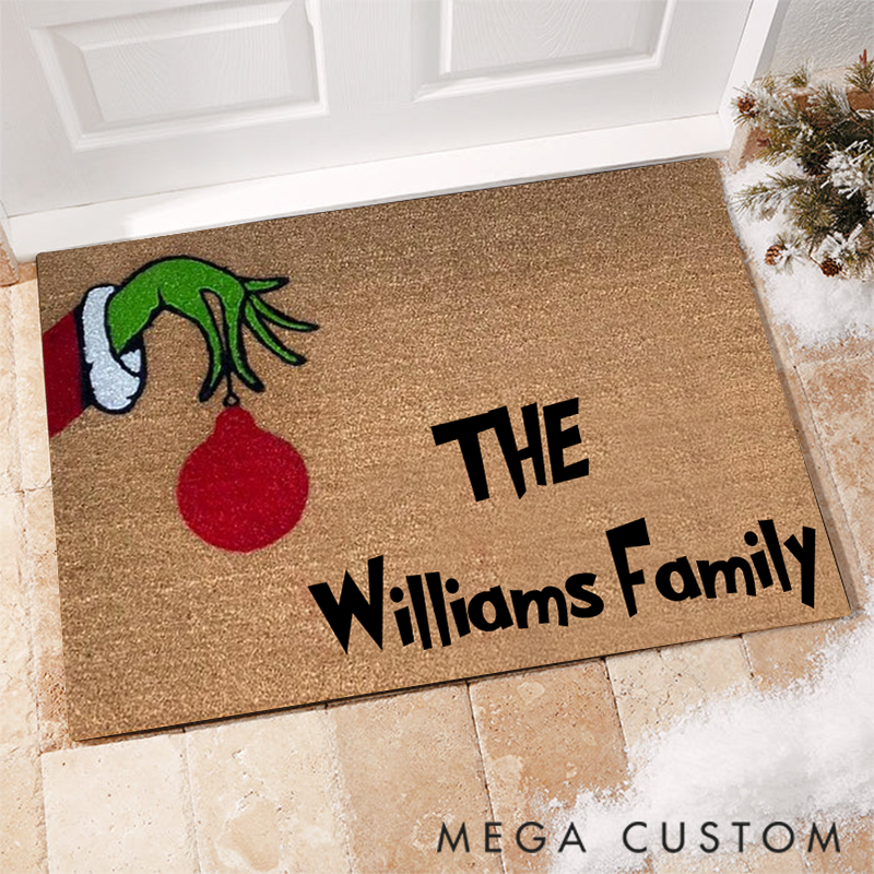 Personalized Family Name Doormat Perfect for Spreading Christmas Cheer at Your Home