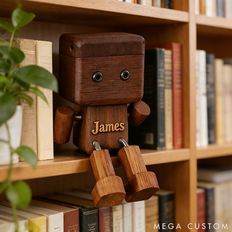 Personalized Wooden Robot Figurine Minimalist Desktop Decor Wooden Toy Gift