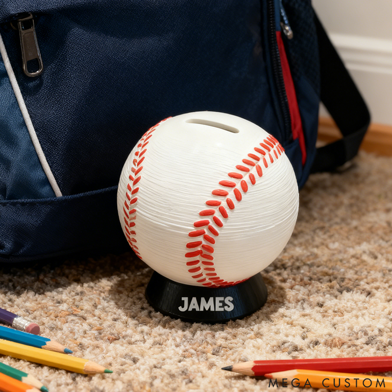 Personalized Baseball Piggy Bank Birthday Gift for Sports Fans and Baseball Lovers 3D Printer Piggy Bank