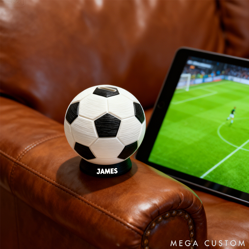 Personalized Soccer Piggy Bank Birthday Gift for Sports Fans and Football Lovers 3D Printed Piggy Bank