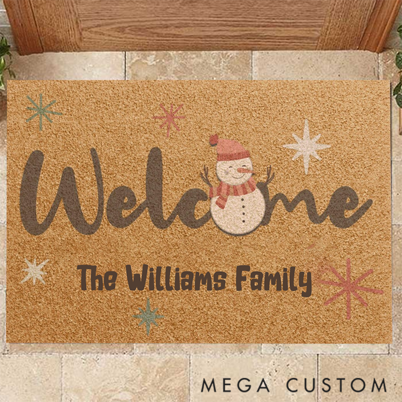 Personalized Snowman Doormat Add a Touch of Joy with Your Unique Name