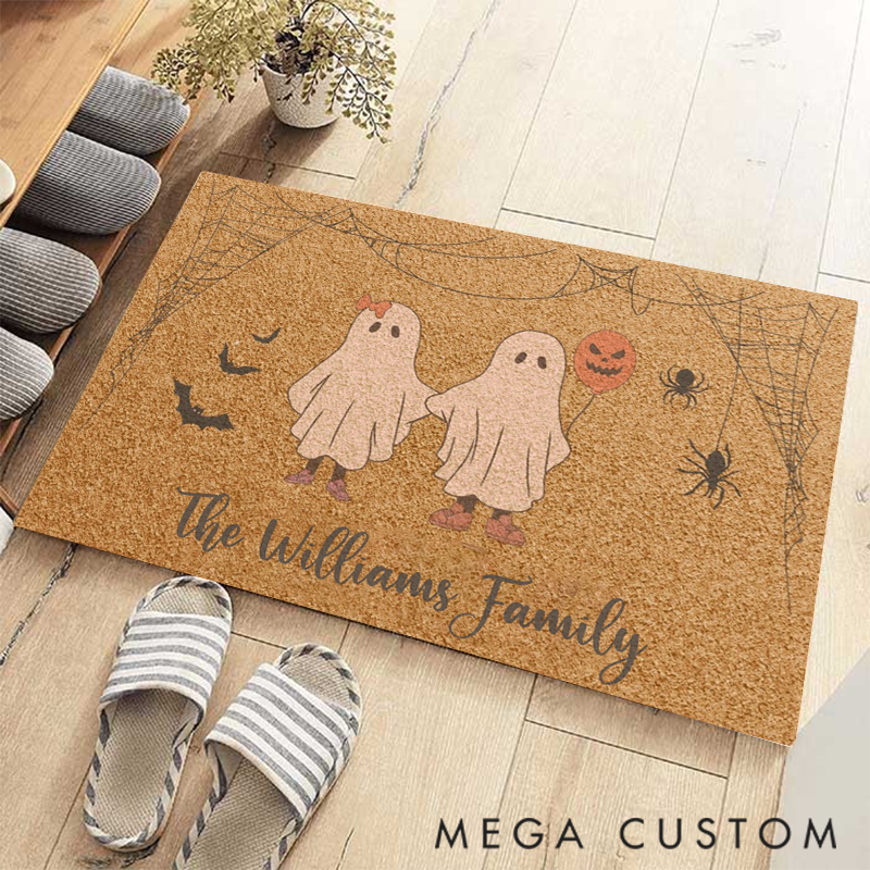 Personalized Ghostly Family Doormat Greet Guests with Your Family Name for Halloween Fun