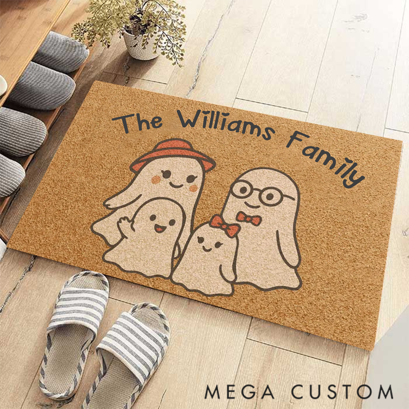 Personalized Ghost Family Doormat Spooky Halloween Welcome Doormat 