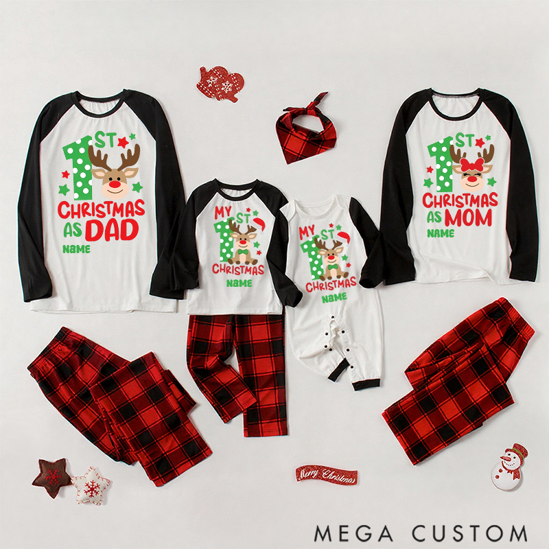 Personalized First Christmas as a Mom Dad Pajamas for Families