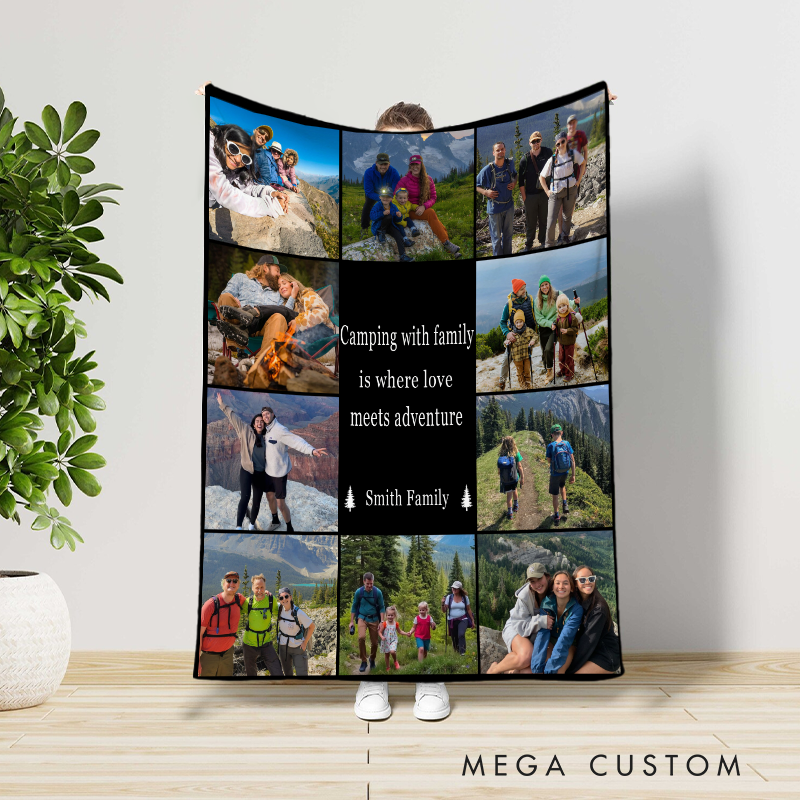 Personalized Hiking Camping Throw Blanket Adventure Nature Lover Blanket Gift for Mountain Travel Lovers