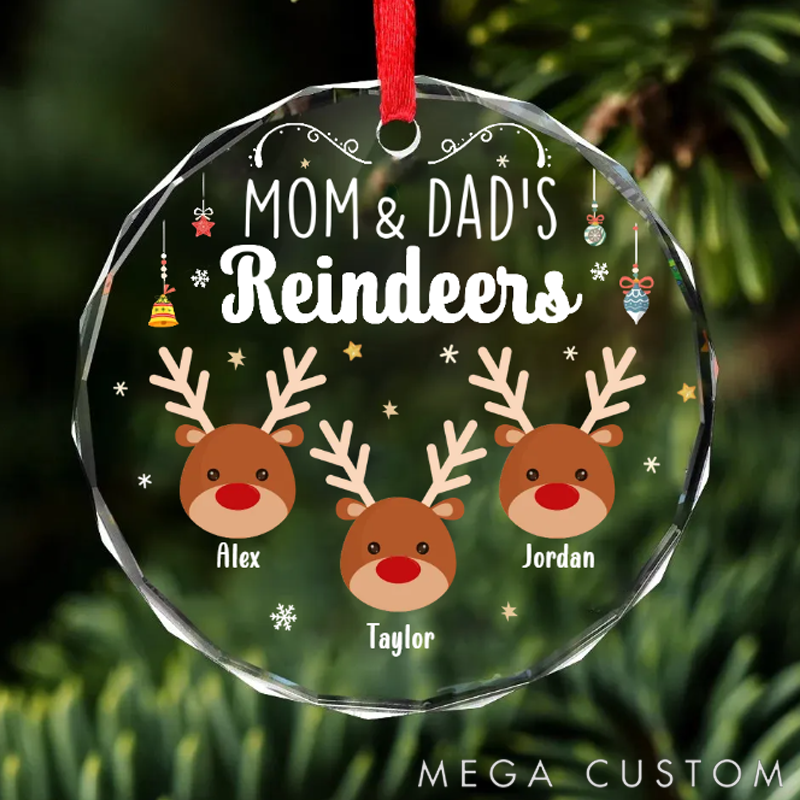 Personalized Family Reindeer Christmas Ornaments Gift for Mom Dad