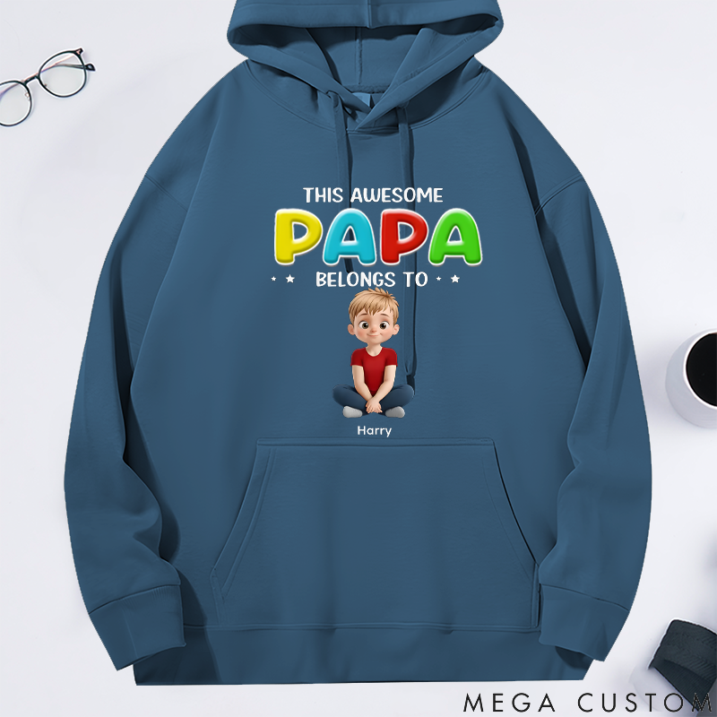 Personalized this Awesome Daddy Belongs to Me Classic Hoodie Gift for Dad Grandpa