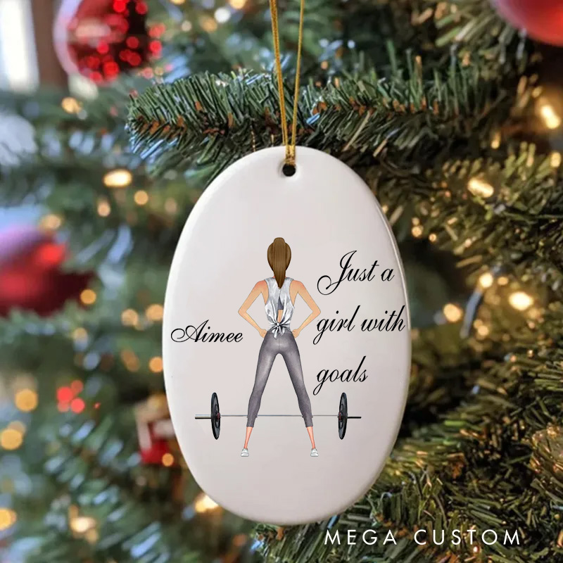 Personalized Workout Ornament with Name Gift for Fitness Lover Gym Best Friend Gift