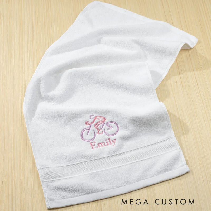 Personalized Riding Hand Towel Embroidered Cycling Sport Towel with Name Race Day Gift for Cyclist