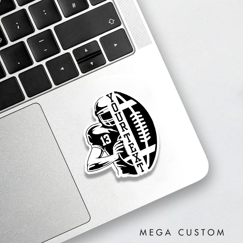 Personalized American Football Player Design Sticker with Custom Text and Number